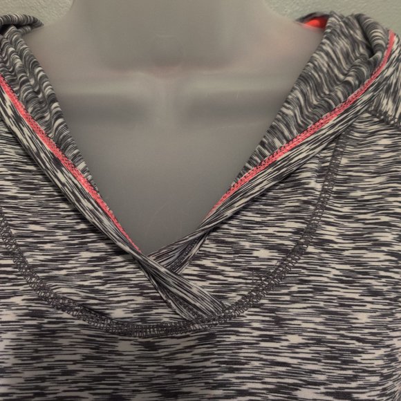 Black and White Athletic Long Sleeve Hooded Shirt - Picture 3 of 10